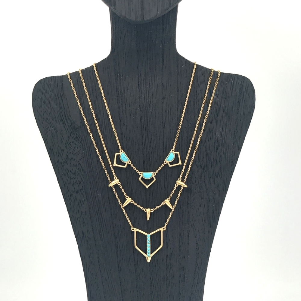 Stella & Dot Gold Necklace with Turquoise Accents